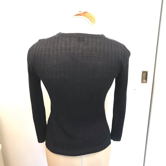 Theory Sag Harbor Kambee Armada Blue Linen knit Long Sleeve Sweater - Picture 16 of 16